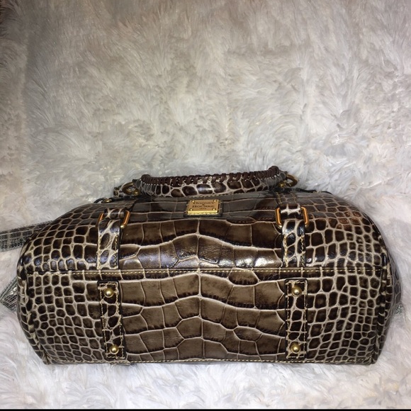 Dooney & Bourke Croco Fino Satchel with strap and wallet in browns and taupe - Picture 3 of 12